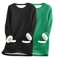 thumbnail image 2 of ATOYSOY Women's Warm Solid Color Pullover Long Sleeve Thicken Tees Fall Winter Casual Fuzzy Shirts 2 Pack Slim Basic Fleece Tops Crew Neck Sweatshirts Outwear Green L, 2 of 4