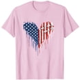 thumbnail image 4 of Mifsaly Heart American Flag Graphic Tee Women Crewneck Short Sleeve Summer Top Soft Stretchy Loose Fit Patriotic Shirt Vacation Daily Wear 4Th Of July T-Shirt L, 4 of 5