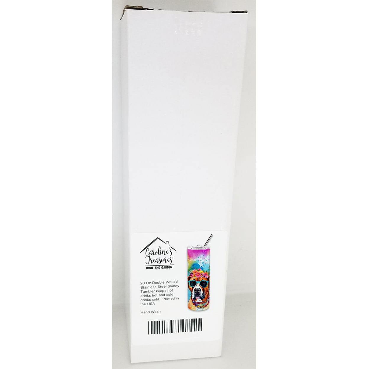 Boxer Hippie Dawg Stainless Steel Skinny Tumbler 3 in x 8.25 in