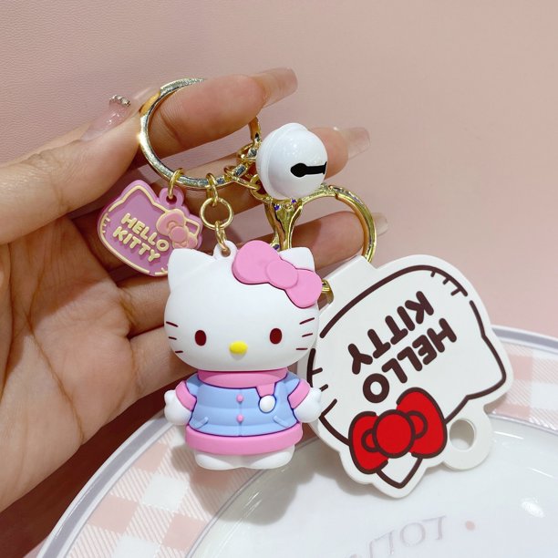 Sanrioed Kawaii dibujos animados 3D Hello Kitty llavero suave Pvc Anime goma lindo gato Kt llavero correa de muñeca