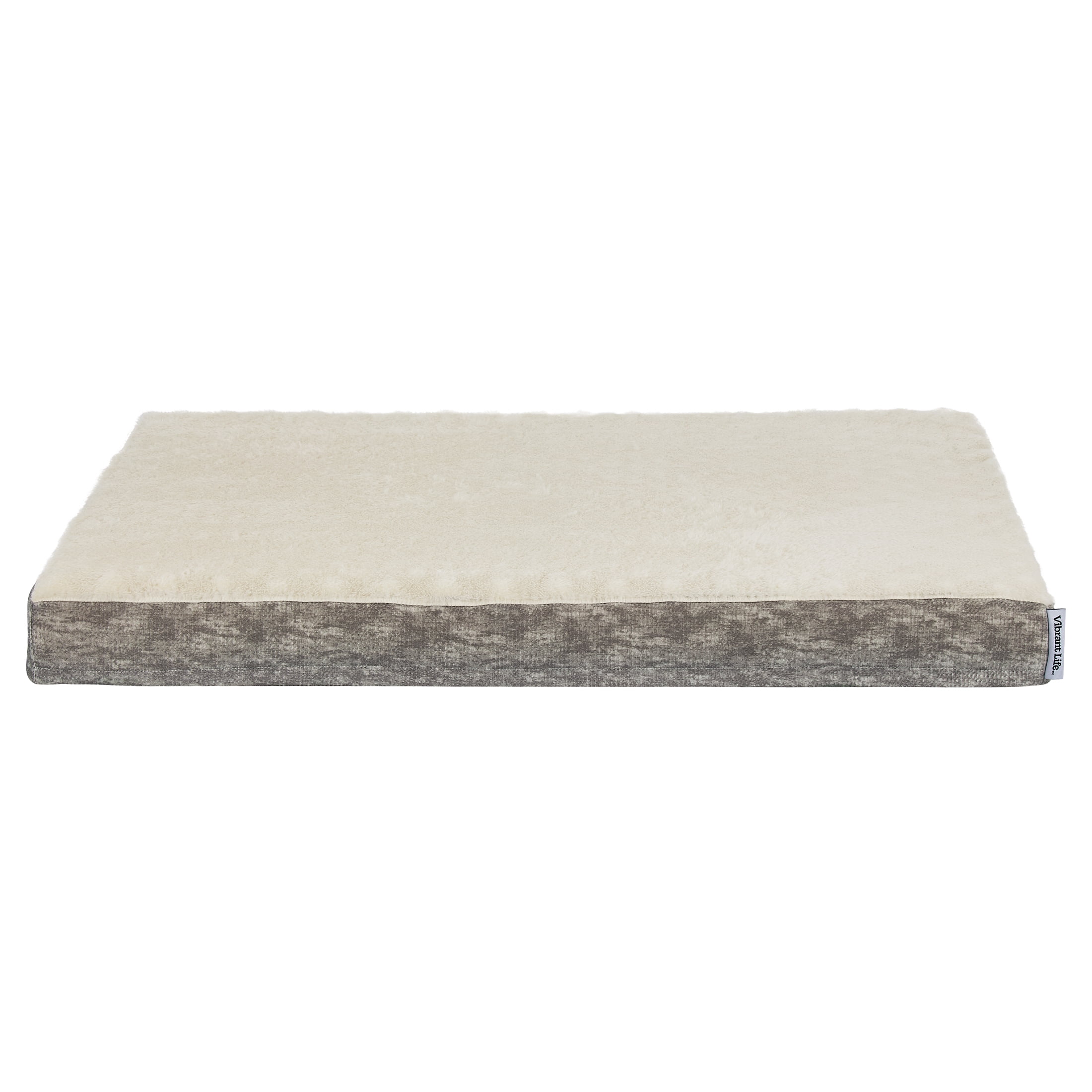 Vibrant Life Large Orthopedic Foam Mat Pet Bed, Gray and White, 35" x 25"