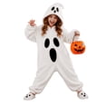 thumbnail image 3 of REDARER Kids Cute Ghost Hood Onesie Full Zip with Pockets for Trick or Treat Halloween Party Cosplay Casual Loungewear Pajama Outfit,8-9 Years, 3 of 9
