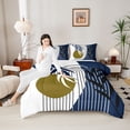 thumbnail image 4 of Homewish Botanical Plants Leaves Bedding Comforter Set 2pcs for Female Men Women,Retro Vintage Aesthetic Twin Comforter Sets Microfiber,Mid Century Stripes Breathable Bedding Set, 4 of 8