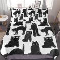 thumbnail image 1 of HAHDAXIA Black Cat Repeat Pattern Bedding Solid Comforter Set for All Seasons,3 Pieces(1 Comforter+2 Pillowcases),Soft Microfiber Bedding Set Twin(86"x70"), 1 of 7