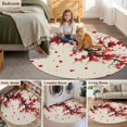 thumbnail image 6 of Red Flowers Round Area Rugs Collection 3.3', Vintage Chinese Painting Plum Branches Non Slip Indoor Circular Throw Runner Rug Floor Mat Carpet for Living Room Dining Table Bedroom Nursery, 6 of 9