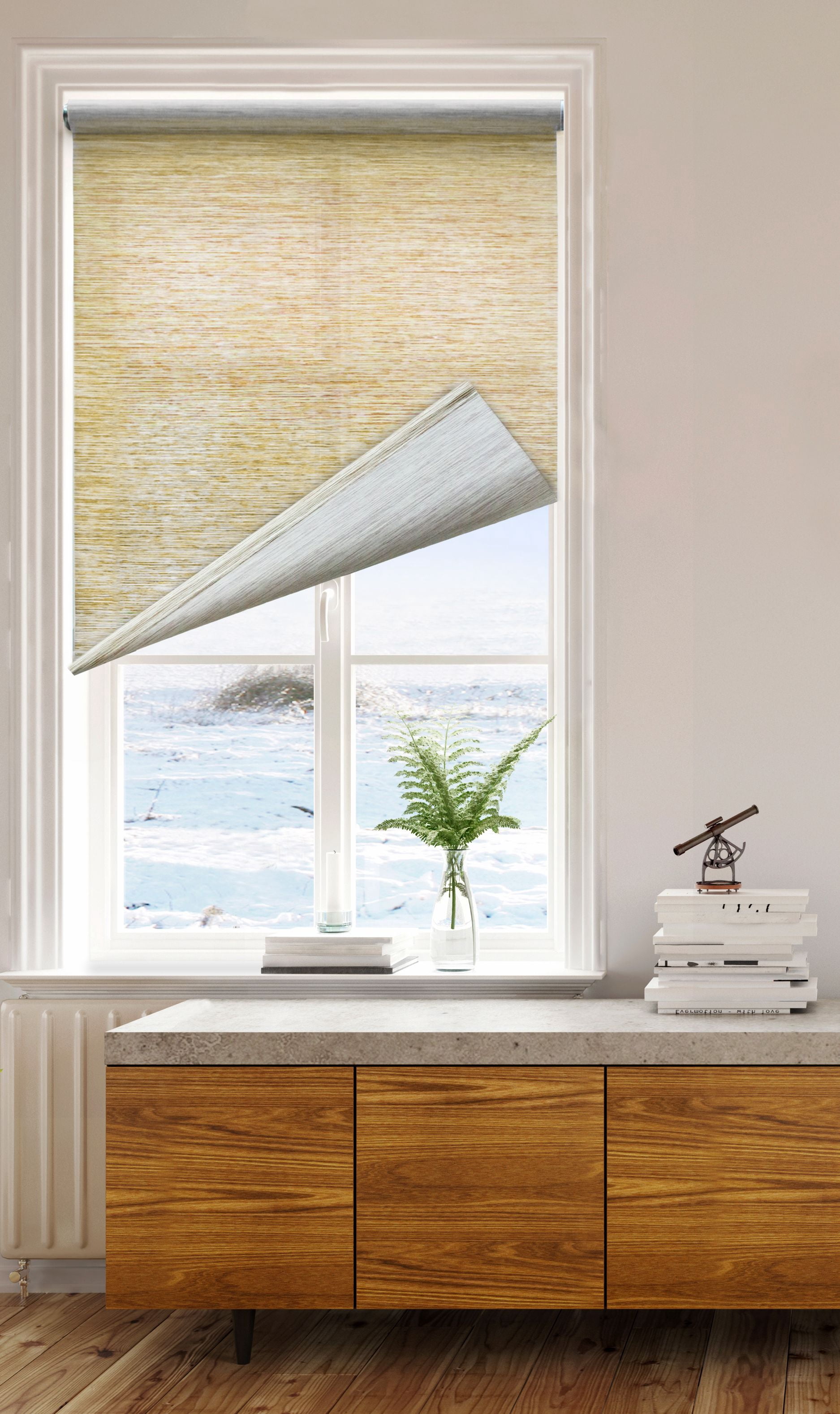 Natural Fiber Cordless Roller Shade 30x72 Tan