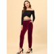 thumbnail image 2 of INSPIRE CHIC Pantalones Largos De Terciopelo Con Corazones De Cintura Elástica Alta Para Mujer Borgo?a XL, 2 of 5