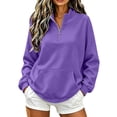 thumbnail image 2 of QINGFSAP Womens Long Sleeve Quarter Zip Sweatshirt High Neck Pullover Tunic Tops with Pockets, 2 of 8