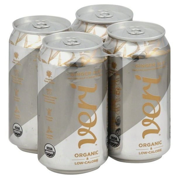 Veri Organic LowCalorie Soda, Ginger Ale, 12 Fl Oz, 4 Ct