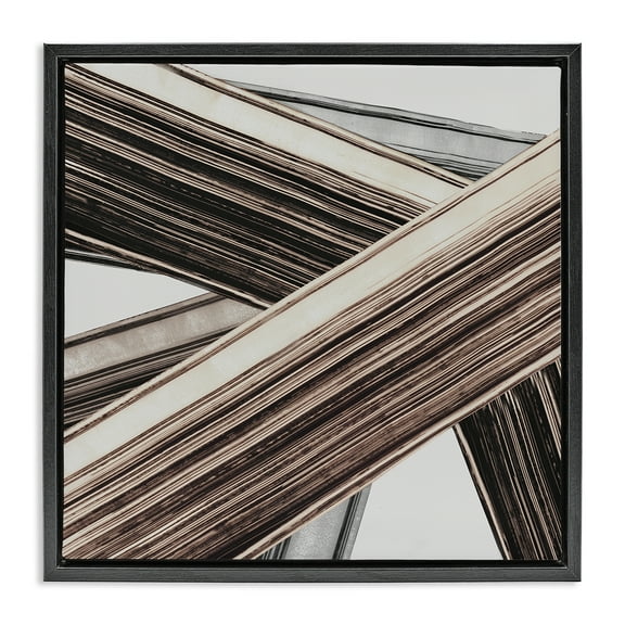 Stupell Industries Woven Lines Composition Abstract Painting Black Floater Framed Canvas Art Print Wall Art, 18 x 18