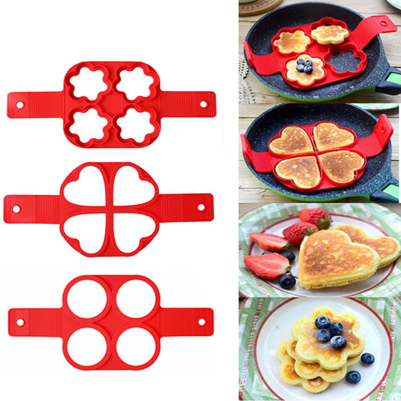 Non Stick Flipping Pancake Maker Silicone Mold Breakfast Omelette Mould 4 Shape 