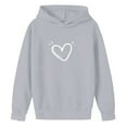 thumbnail image 3 of Eltusu Girls Valentine's Day Hoodies, Heart Graphic Comfy Pullover Loose Fit Long Sleeve Sweatshirts Gray Size 3-4 T, 3 of 4