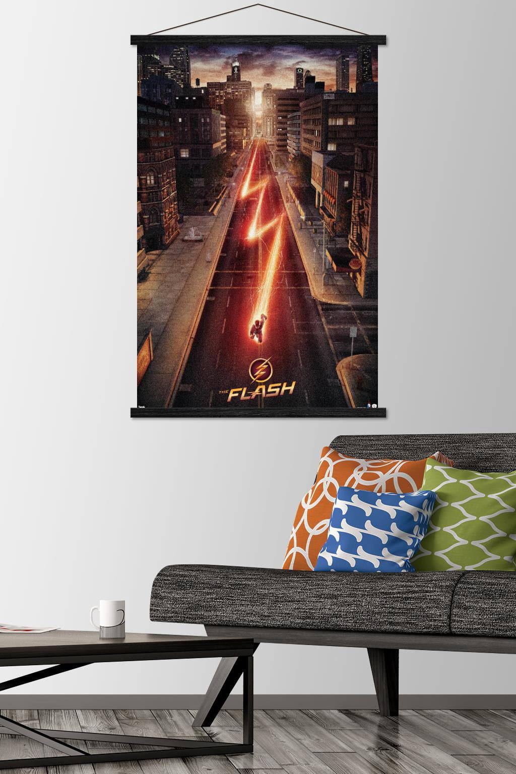 DC Comics TV - The Flash - Street One Sheet Wall Poster with Wooden Magnetic Frame, 22.375" x 34"