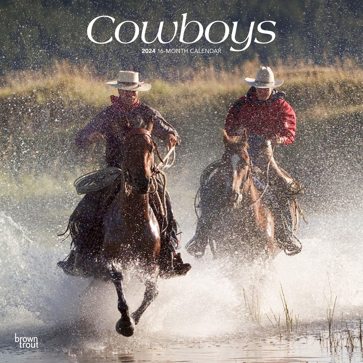 BrownTrout Cowboys 2024 12x24 Inch Square Wall Calendar, 9781975462482
