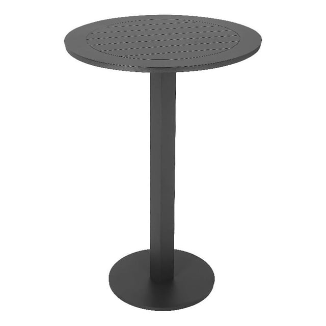 Pemberly Row Table de Bar Ronde Moderne en Aluminium 43x30 Pouces Finition Grise