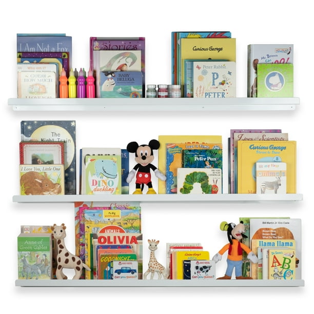Wallniture Metallo 46 Floating Shelves For Kids Room Decor And Nursery Metal White Set Of 3 Com - Nursery Wall Bookshelf White