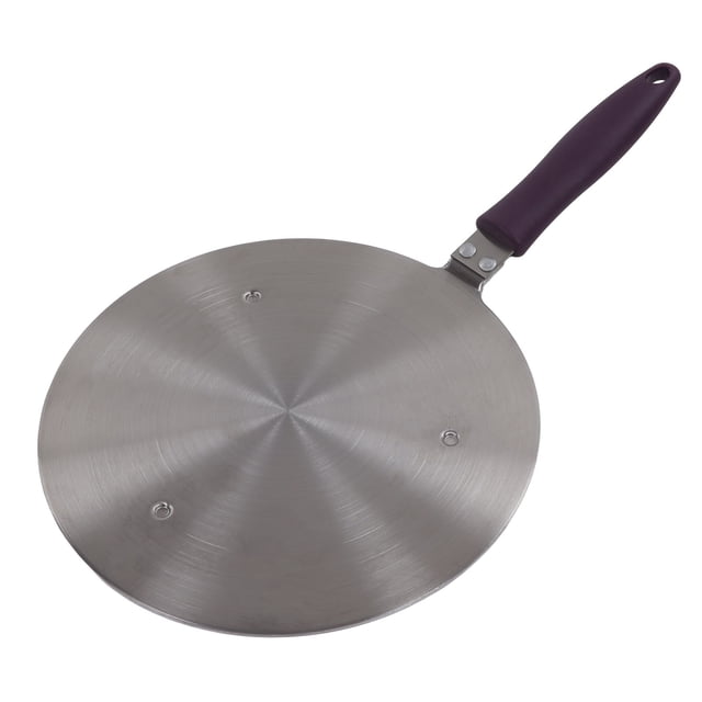 Heat Diffuser Plate Stainless Steel Heat Diffuser Plate Heat Diffuser Cooker Plate Heat Induction Plate Induction Adapter Plate Stainless Steel Heat Diffuser With Purple Handle