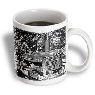 

3dRose Vintage Farnall Tractor Black and White Ceramic Mug 11-ounce