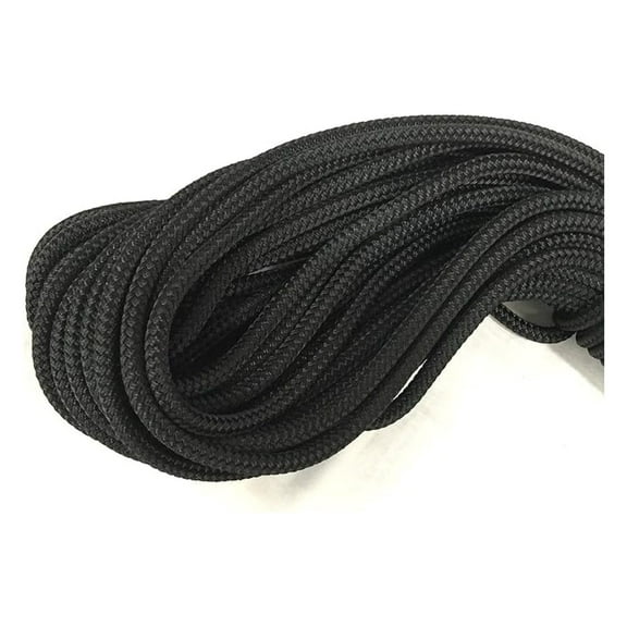 1/4 Inch Polyester Rope - 100ft Black Double Braid Cord - Marine Rigging, Halyard, Control, Sheet & Flag Pole Line - USA Made