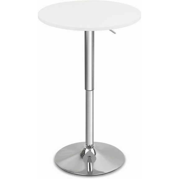 CLATINA Round Bar Pub Table, 26"-36" Height Adjustable Bistro Tables with Metal Base, 360° Swivel High Top Cocktail Table for Home Kitchen Party Drink Restaurant Wedding Cafe Office Reception, White