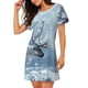 thumbnail image 2 of Easygdp Winter Reindeer In Snowy Mountains Camisón de manga corta para mujer, informal, estampado, 2 of 6