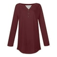 thumbnail image 6 of Womens Henley Tops Long Sleeve, Yigetop Long Sleeve Tops for Women Neck Casual Petite T Shirts Long Sleeve Tunic Tops for Women Wine S, 6 of 6