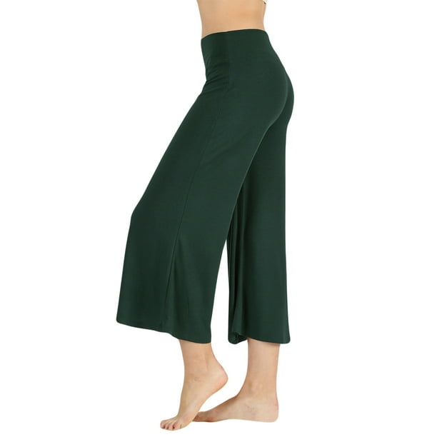 Zenana - Women Solid Culottes Gaucho Flared Wide Leg Capri Length Pants ...