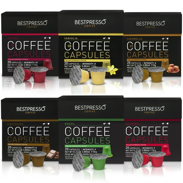 Bestpresso Premium Nespresso Coffee Pods, Mix Pack, 120 Count