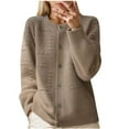 thumbnail image 2 of ClodeEU Women's Knit Cardigan Sweaters ,Long Sleeve Button Sweaters,Trendy Lightweight Outerwear Khaki,Womens Plus XL, 2 of 6