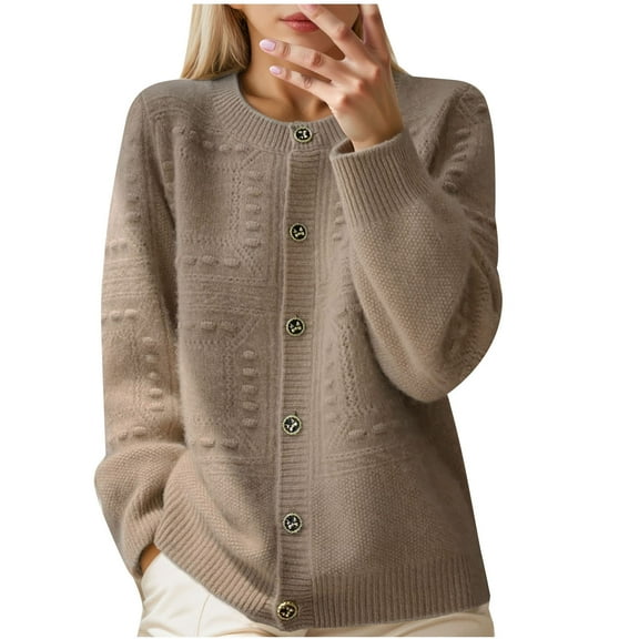 Byworldtasic Knit Cardigan for Women Open Front Sweater Casual Long Sleeve Button Coats Outerwear Cardigan