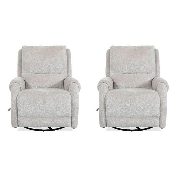 Pemberly Row Ecru Mist Manual Swivel Glider Recliner Two Pack