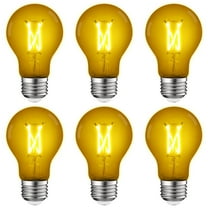 Luxrite A19 Edison LED Yellow Light Bulbs 4.5W=60W E26 Base Indoor Outdoor Decoration Party Holiday Lighting 6 Pack