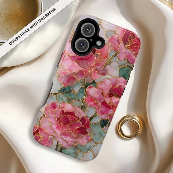 Pink Roses Tough Phone Case | Floral Magnetic Impact-Resistant Case