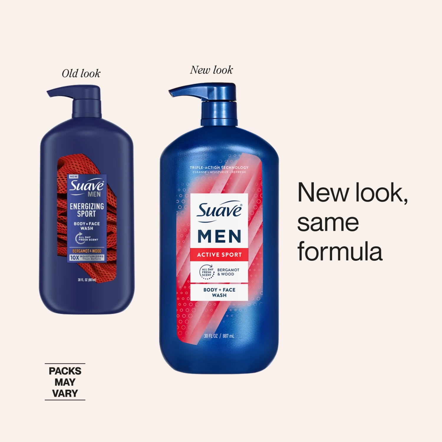 (2 pack) Suave Men Active Sport 2-in-1 Body & Face Wash with Glycerin & Vitamin E, 30 FL OZ