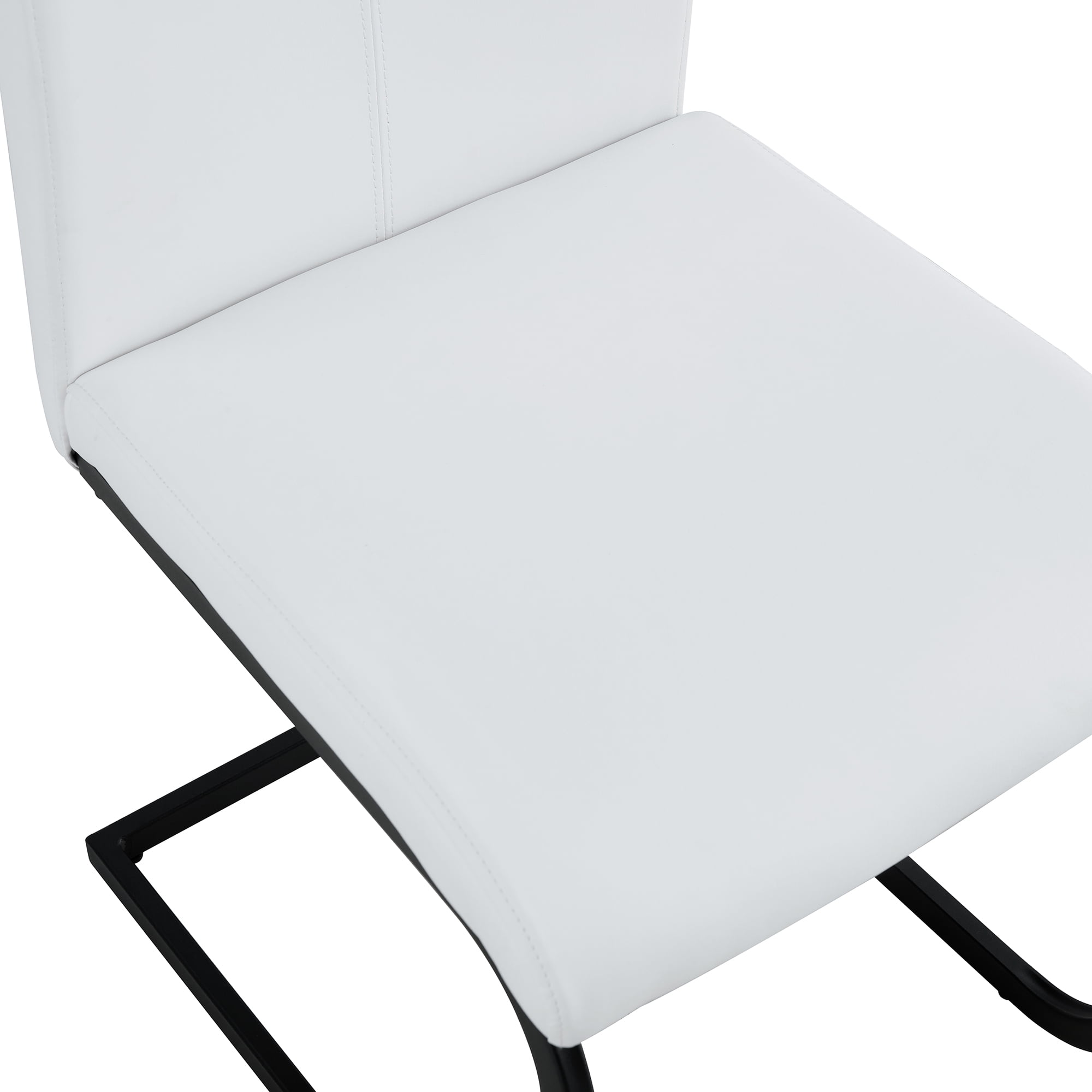 Kepooman White PU Leather Dining Chair, Armless Classic Leisure Chair with Metal Leg, Set of 2 Kepooman White PU Leather Dining Chair, Armless Classic Leisure Chair with Metal Leg, Set of 2