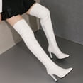 thumbnail image 5 of White Half Zipper High Heel Over-The-Knee Boots For Women With Pointed Toe Comfortable And Sturdy Ideal For Autumn And Winter Wear Perfect For Fashion And Comfort, 5 of 6