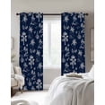 thumbnail image 3 of Tropical Plant Blackout Curtains for Bedroom Living Room, Summer Coconut Tree Sailboat Sunset Navy Blue 39 In Long Thermal Insulated Room Darkening Drapes Grommet Window Treatments, 27.5 x 39 In, 3 of 9