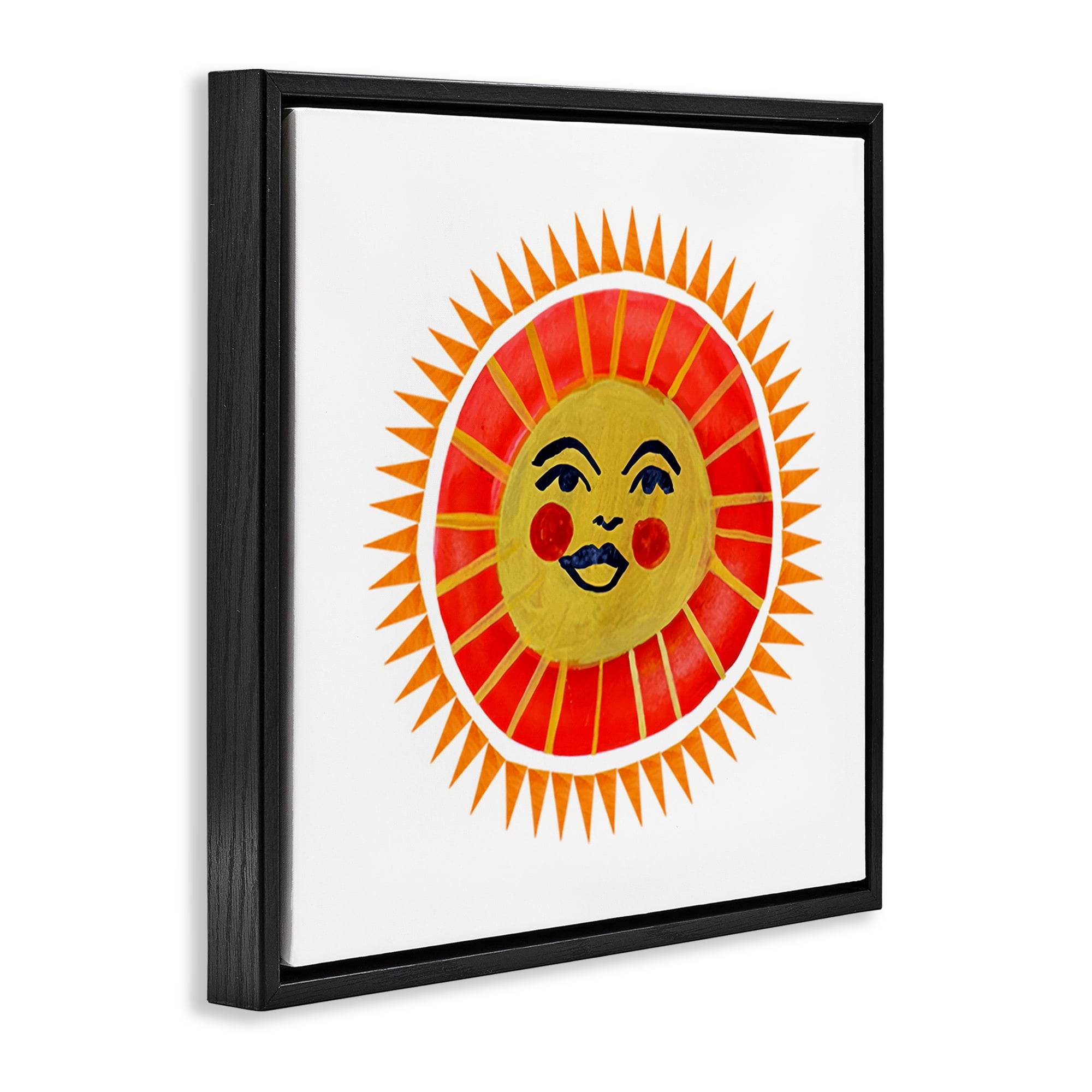 Stupell Industries Cheerful Boho Sun Black Framed Floater Canvas Wall Art, design by Katherine Herrell Studio
