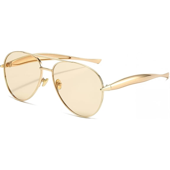 Trendy Aviator Sunglasses for Women Men Metal Shades 70s Aviators Sun Glasses