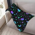 thumbnail image 3 of Mystical Bright Neon Sun Moon Star Blanket, Soft Blankets Flannel Bed Throw Cozy Lightweight Plush Gifts for Women Men Boys Girls Sofa Couch Bedroom Warm All Season, Home Decor, Small 50"x40", 3 of 6