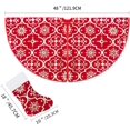 thumbnail image 3 of Housse de Sapin de Noël 122cm (Rouge), Housse de Sapin de Noël avec Bas de Noël, Jupe de Sapin de Noël avec Motif Flocon de Neige Housse de Noël pour Noël, Fête, Fête, 3 of 5
