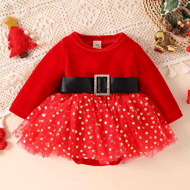 Mono de manga larga para niñas pequeñas, de Navidad, para otoño e invierno, para recién nacidas, ropa de princesa