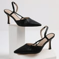 thumbnail image 2 of Vimisaoi Heeled Sandals for Women Kitten Heels Stiletto High Heel Slingback Pump Shoe Pointed Toe Slip On Closed Toe Pleated Pumps Comfortable Sexy Casual Fashion Dress Shoes, 2 of 6