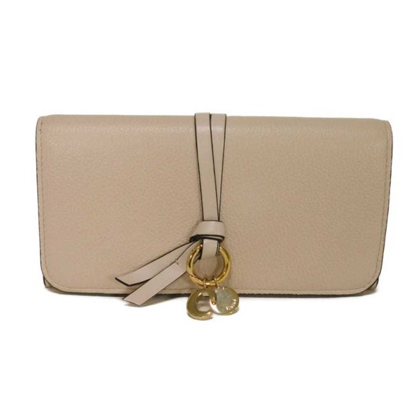 Pre-Owned Chlo Chloe long wallet, alphabet flap initial medal C charm, wild grey, CHC21WP942...
