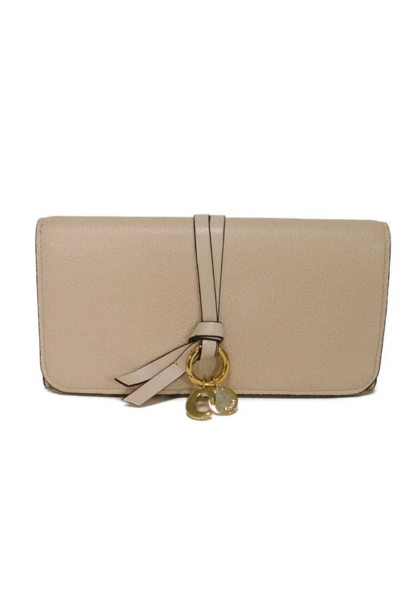 Pre-Owned Chlo Chloe long wallet, alphabet flap initial medal C charm, wild grey, CHC21WP942...