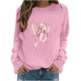 thumbnail image 2 of Nfurl Women's Breast Cancer Pink Ribbon Graphic Tee Shirts Long Sleeve Pullover Sweatshirts Breast Cancer Support Awareness Shirts Pink,L, 2 of 5