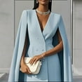 thumbnail image 5 of SCACTO Women's Cape Blazer Dress Elegant Solid Double-Breasted V-Neck Long Sleeve for Formal Banquet Outfit, 5 of 5