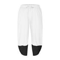thumbnail image 4 of Winter Drawstring Harem Pants for Men Plus Size Color Patchwork Lounge Trousers Cotton Linen Loose Carpri Pant with Pockets, 4 of 6