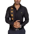 thumbnail image 2 of Camisa Hombre Casual Negra Franja Flores Cempasuchil Moon Ra, 2 of 6