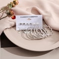 thumbnail image 2 of Pendientes de plata con forma de mariposa y perlas, creativos y sencillos, con forma de luna y estrella de cinco puntas, 9 pares, uso versátil, color plateado, 2 of 6
